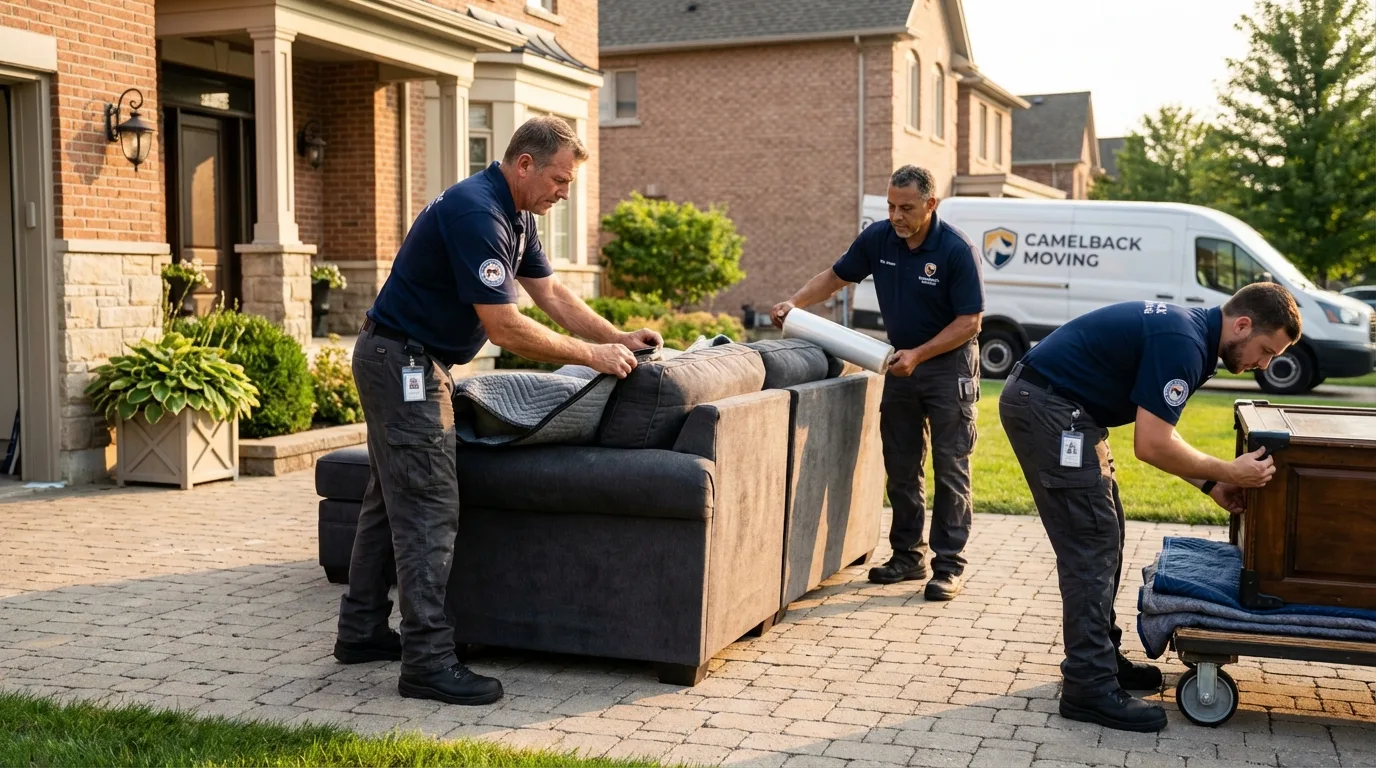 Large estate moving crew wrapping furniture in Burlington, KY